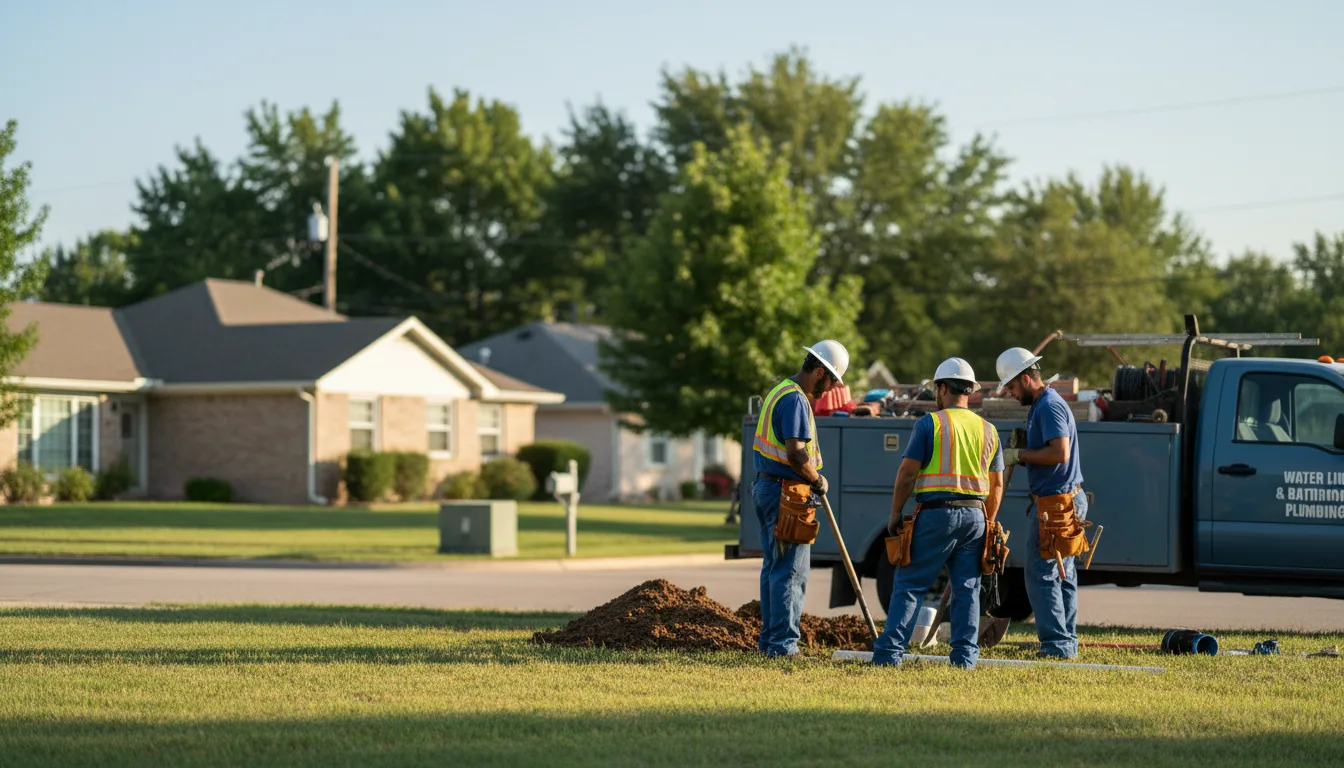 Residential water line and bathroom plumbing service in Lucas, KS
